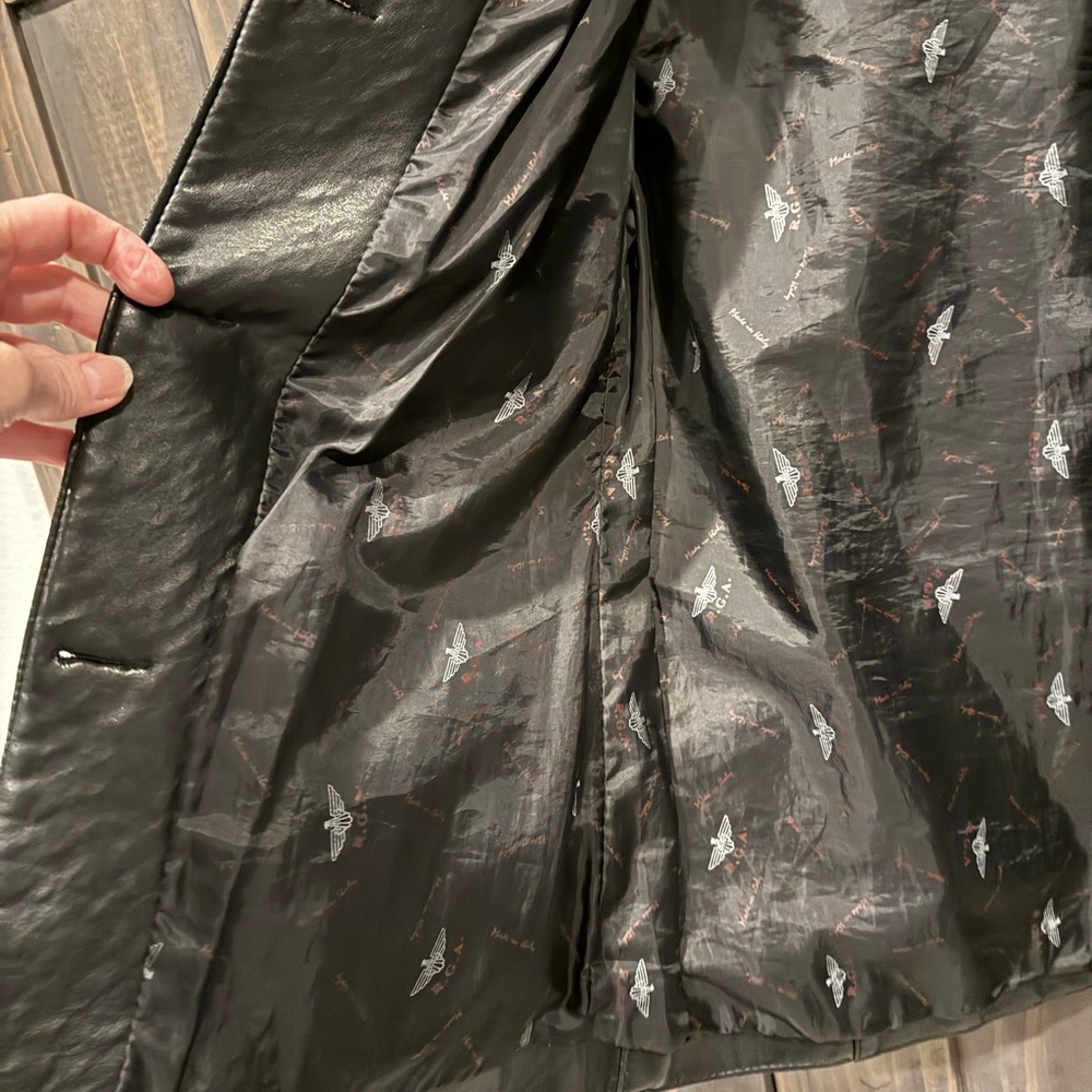 Black Italian Leather coat jacket women’s By Reportage R.G.A - Picture 8 of 8